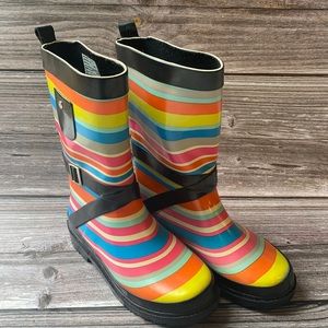 Striped Leather Rain Boots size 13/1